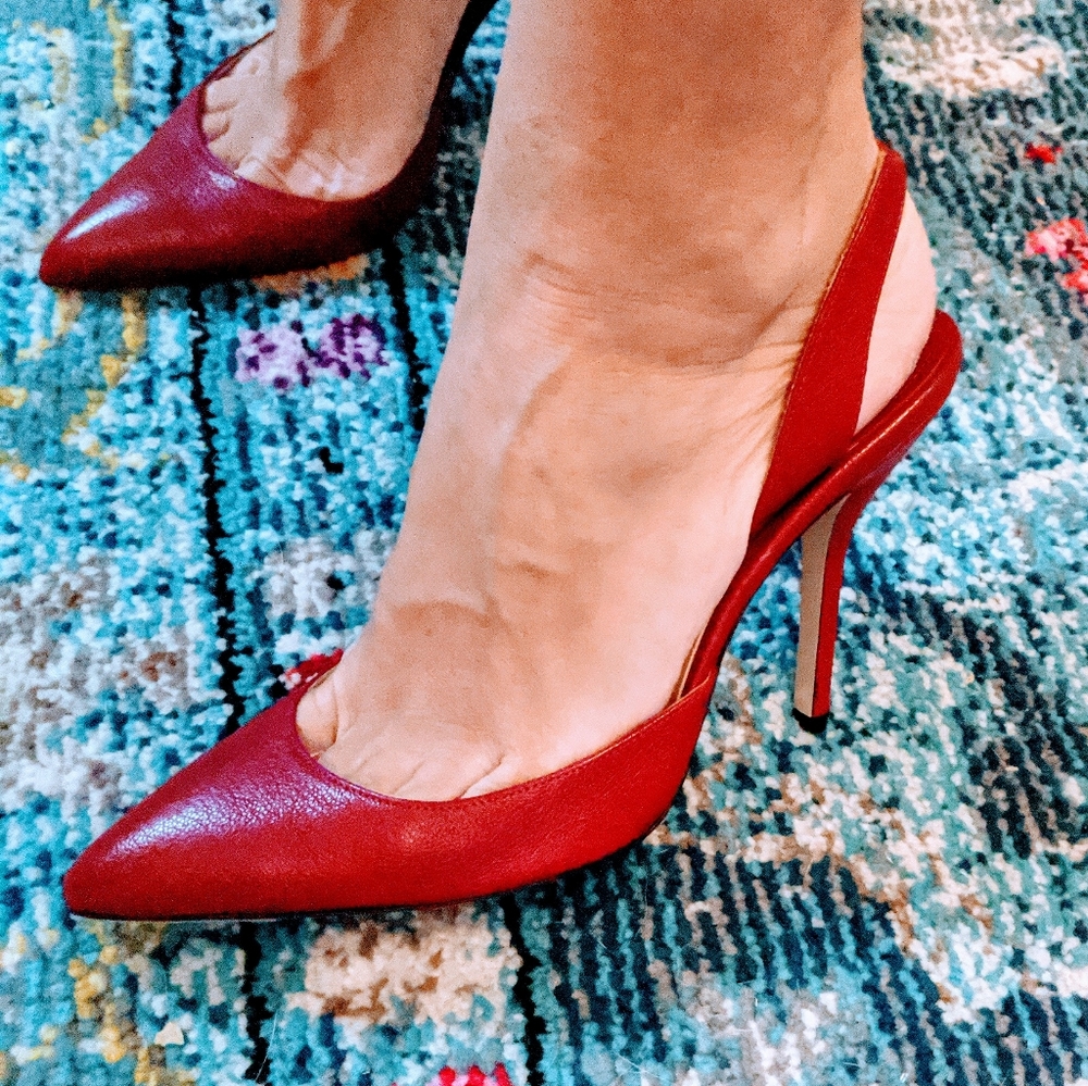 Paul andrew AW wine color slingback fits 36.5